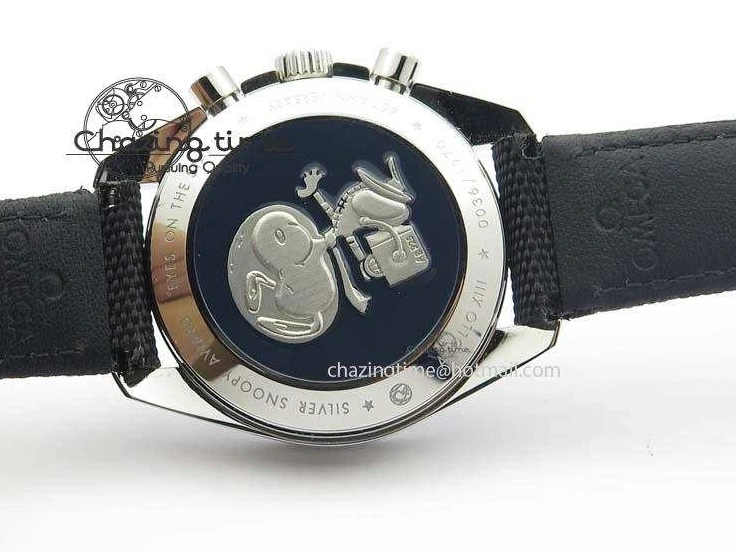 0202 TimelessDesign Speedmaster JHF SS Snoopy Award 45th Anniversary White Dial On Black Nylon Strap 8209